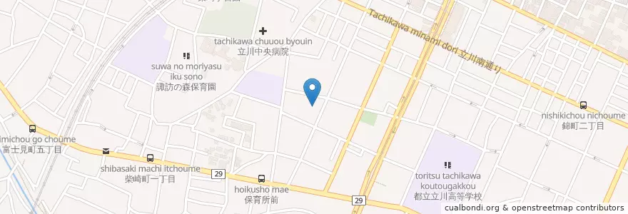 Mapa de ubicacion de 東京都多摩立川保健所 en Japan, Tokyo, Tachikawa.