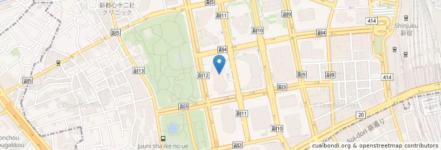 Mapa de ubicacion de 東京都庁内郵便局 en 日本, 东京都/東京都, 新宿区/新宿區.