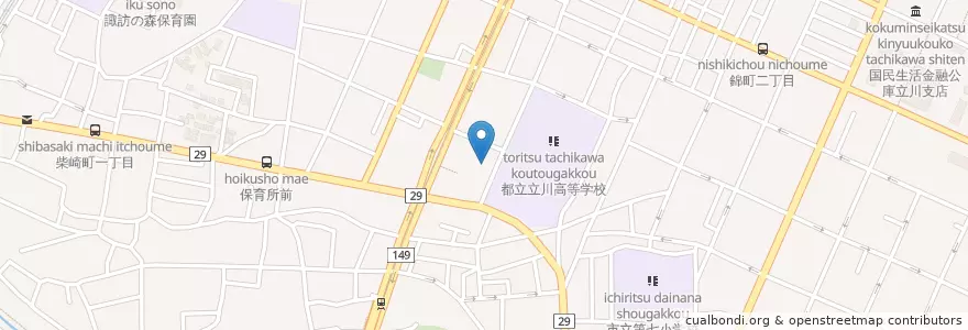Mapa de ubicacion de 東京都産業労働局農業振興事務所 en 日本, 東京都, 立川市.