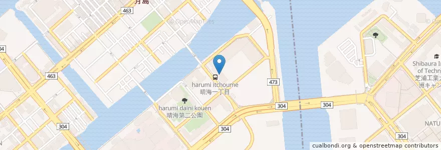 Mapa de ubicacion de 東京都立大学　晴海キャンパス en Japonya, 東京都, 江東区, 中央区.