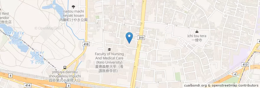 Mapa de ubicacion de 도쿄전력병원 en 일본, 도쿄도, 신주쿠.