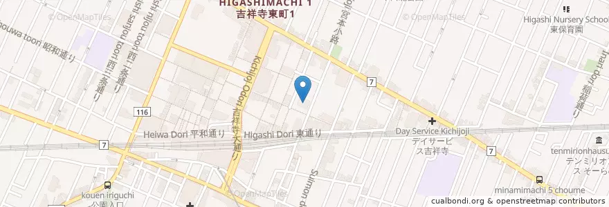 Mapa de ubicacion de 東仁会吉祥寺あさひ病院 en Jepun, 東京都, 武蔵野市.
