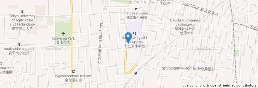 Mapa de ubicacion de 東児童館 en 日本, 東京都, 小金井市.