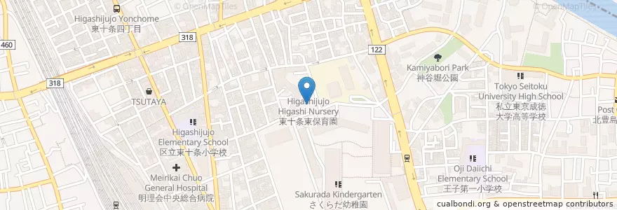 Mapa de ubicacion de 東十条東児童館 en Jepun, 東京都, 北区.