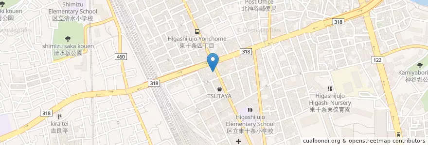 Mapa de ubicacion de 東十条郵便局 en ژاپن, 東京都, 北区.