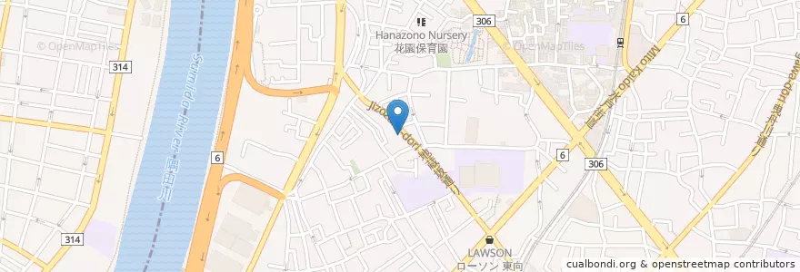 Mapa de ubicacion de 東向島一郵便局 en Japonya, 東京都, 墨田区.