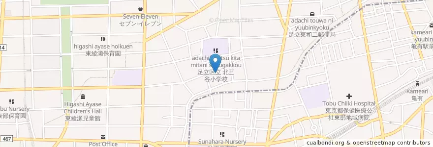 Mapa de ubicacion de 東和保育園 en 日本, 東京都, 足立区.