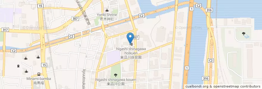 Mapa de ubicacion de 東品川保育園 en Japan, Tokyo, Shinagawa.