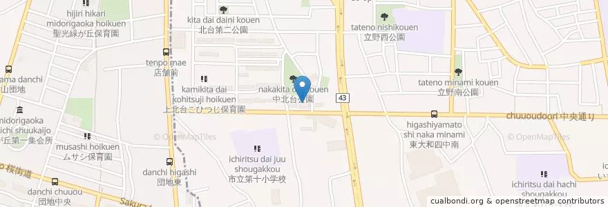 Mapa de ubicacion de 東大和市立かみきただい児童館 en 日本, 東京都, 東大和市.