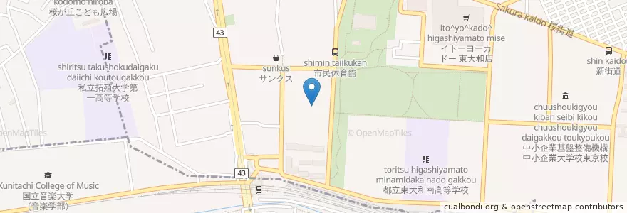 Mapa de ubicacion de 東大和市立さくらがおか児童館 en ژاپن, 東京都.