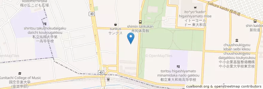 Mapa de ubicacion de 東大和市立桜が丘図書館 en Japón, Tokio.