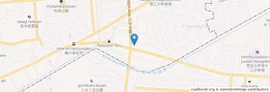 Mapa de ubicacion de 東大和新堀郵便局 en Japan, Tokio, 東大和市.