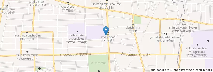 Mapa de ubicacion de 東大和警察署けやき通交番 en Japonya, 東京都, 東大和市.