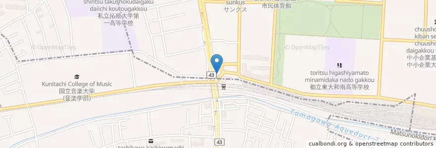 Mapa de ubicacion de 東大和警察署玉川上水駅前交番 en Jepun, 東京都.