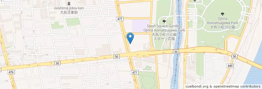 Mapa de ubicacion de 東大島駅前郵便局 en Japan, Tokio, 江戸川区.