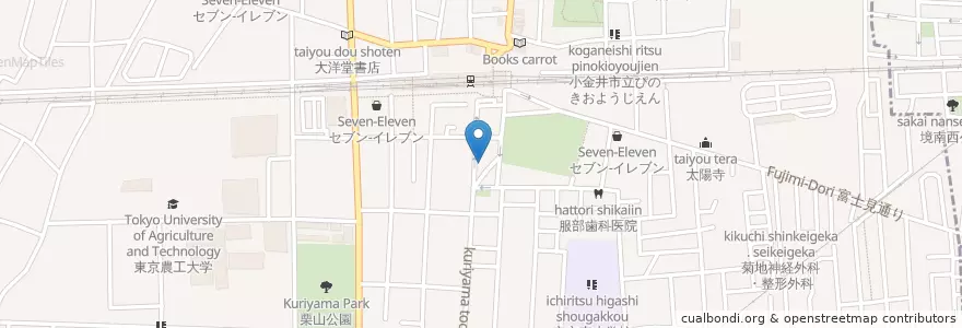 Mapa de ubicacion de 東小金井駅前郵便局 en اليابان, 東京都, 小金井市.