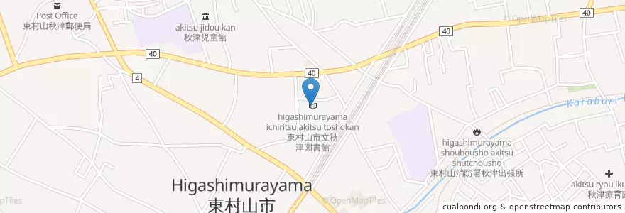 Mapa de ubicacion de 東村山市立秋津図書館 en 日本, 东京都/東京都, 東村山市.