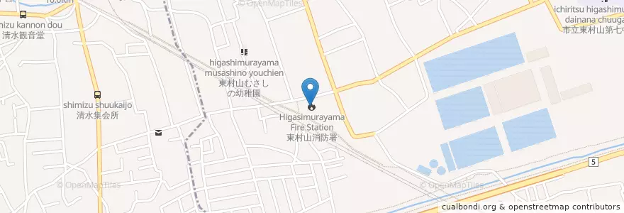 Mapa de ubicacion de 東村山消防署 en Jepun, 東京都, 東村山市.