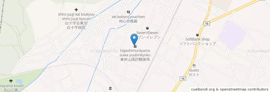 Mapa de ubicacion de 東村山諏訪郵便局 en Japão, Tóquio, 東村山市.