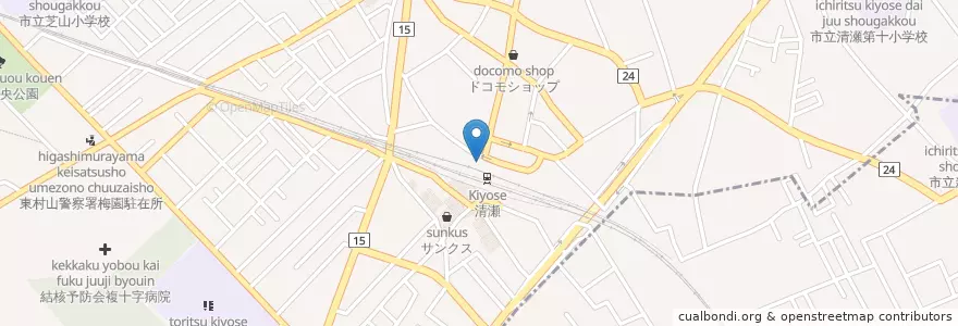 Mapa de ubicacion de 東村山警察署清瀬駅前交番 en Japão, Tóquio, 清瀬市.