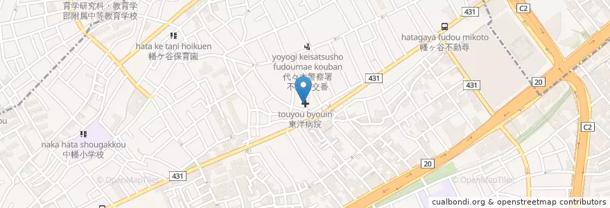 Mapa de ubicacion de 東洋病院 en اليابان, 東京都, 渋谷区.