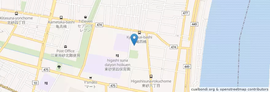 Mapa de ubicacion de 東砂児童館 en Japan, 東京都, 江東区.