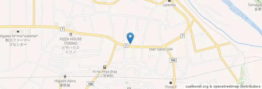 Mapa de ubicacion de 東秋留郵便局 en 日本, 東京都, あきる野市.