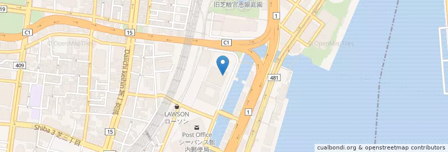 Mapa de ubicacion de 東芝ビル内郵便局 en Jepun, 東京都, 港区.