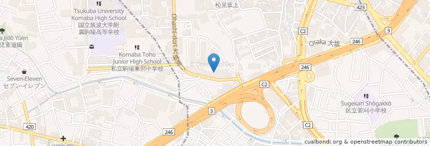 Mapa de ubicacion de 東邦大学医学部付属大橋病院 en Japonya, 東京都, 目黒区.
