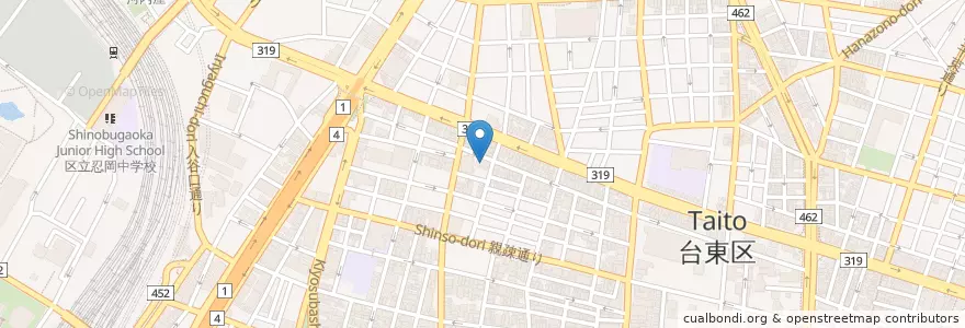 Mapa de ubicacion de 松が谷保育園 en 일본, 도쿄도, 다이토구.