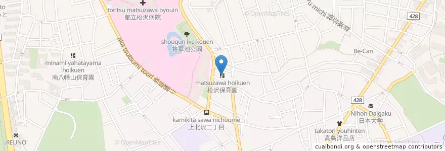 Mapa de ubicacion de 松沢保育園 en Japonya, 東京都, 世田谷区.