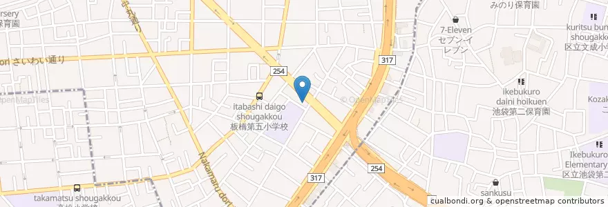 Mapa de ubicacion de 板橋中丸郵便局 en Japan, Tokio, 板橋区, 豊島区.