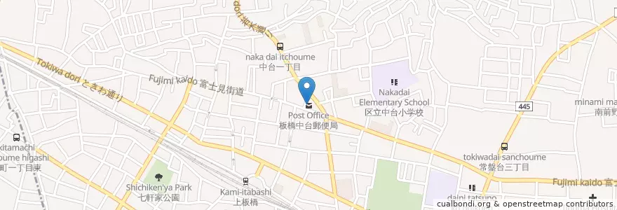 Mapa de ubicacion de 板橋中台郵便局 en 日本, 東京都, 板橋区.