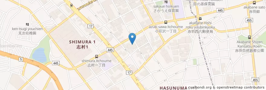 Mapa de ubicacion de 板橋区立志村図書館 en اليابان, 東京都, 板橋区, 北区.