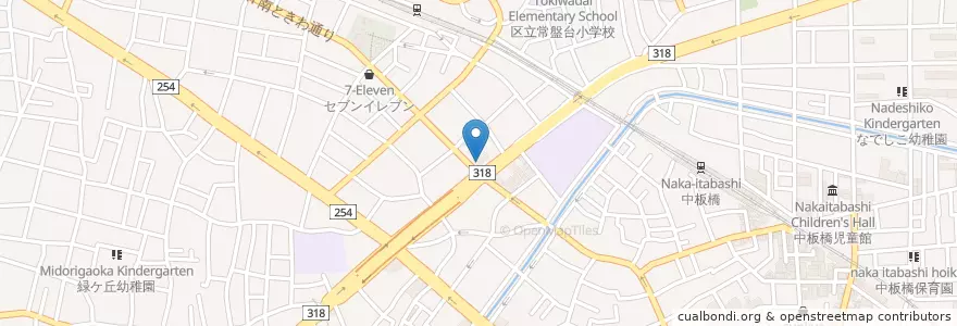Mapa de ubicacion de 板橋南常盤台郵便局 en ژاپن, 東京都, 板橋区.