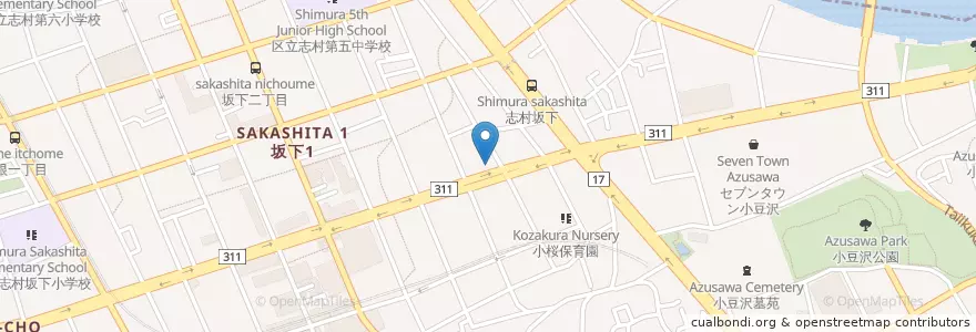 Mapa de ubicacion de 板橋坂下一郵便局 en Japan, Tokio, 板橋区.
