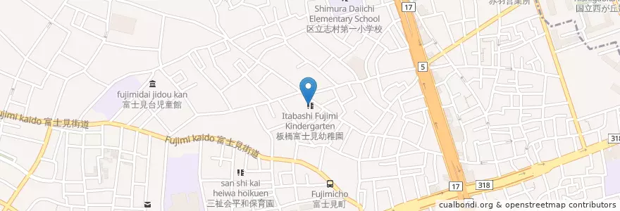 Mapa de ubicacion de 板橋富士見幼稚園 en Japão, Tóquio, 板橋区.