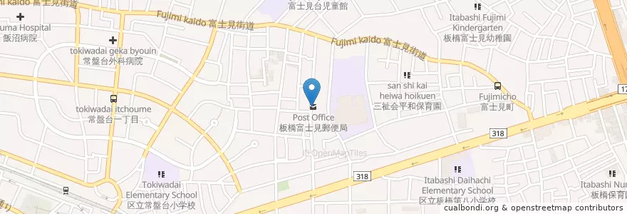 Mapa de ubicacion de 板橋富士見郵便局 en Japan, Tokio, 板橋区.