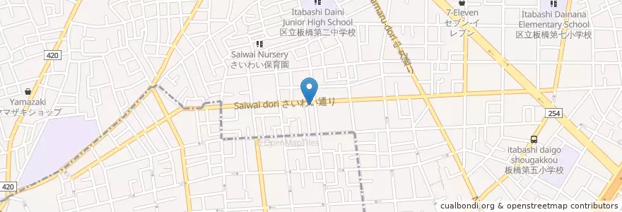 Mapa de ubicacion de 板橋幸町郵便局 en Giappone, Tokyo, 板橋区.