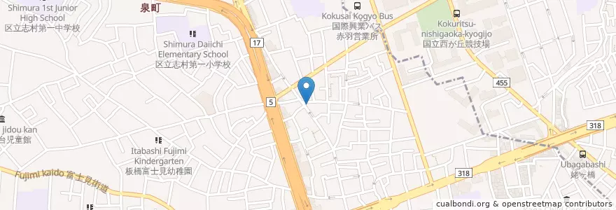 Mapa de ubicacion de 板橋清水郵便局 en Jepun, 東京都, 板橋区, 北区.
