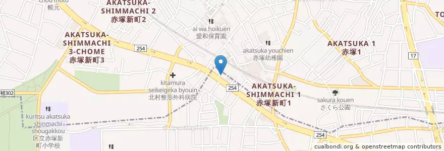 Mapa de ubicacion de 板橋赤塚新町郵便局 en Giappone, Tokyo, 練馬区.