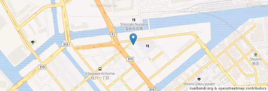 Mapa de ubicacion de 枝川幼稚園 en Japan, 東京都, 江東区.