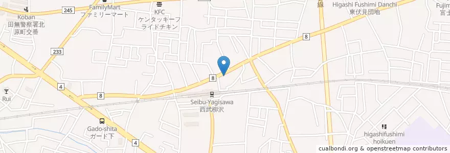 Mapa de ubicacion de 柳沢駅前郵便局 en Japon, Tokyo, 西東京市.