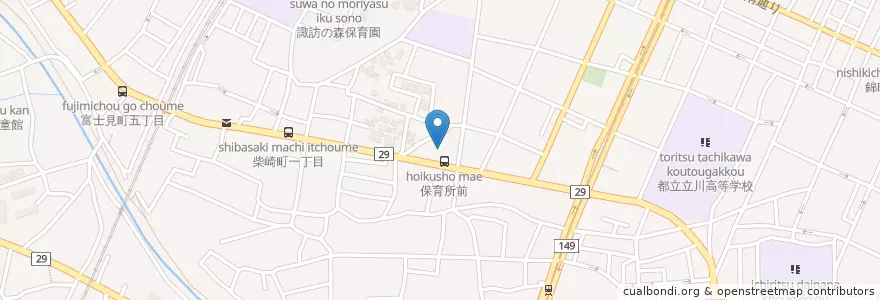 Mapa de ubicacion de 柴崎保育園 en ژاپن, 東京都, 立川市.
