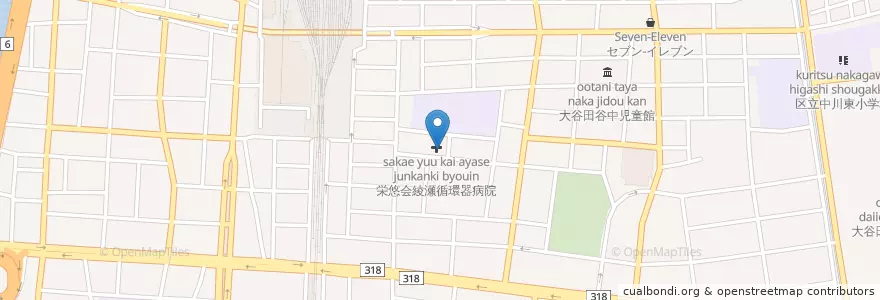 Mapa de ubicacion de 栄悠会あやせ循環器リハビリ病院 en Japan, 東京都, 足立区.