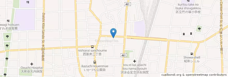 Mapa de ubicacion de 栗原北児童館 en Jepun, 東京都, 足立区.