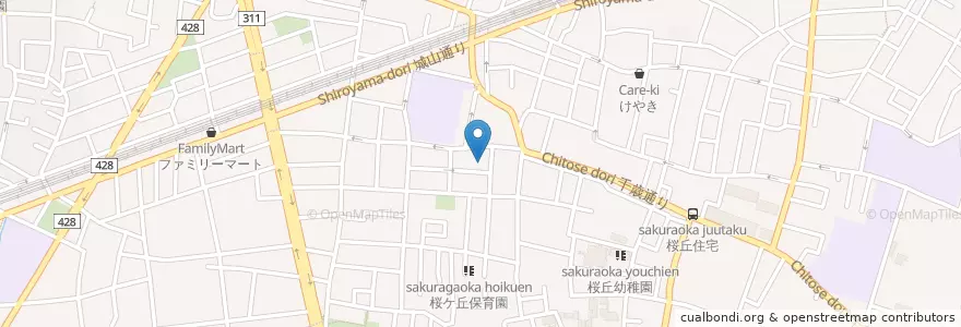 Mapa de ubicacion de 桜丘児童館 en Japonya, 東京都, 世田谷区.