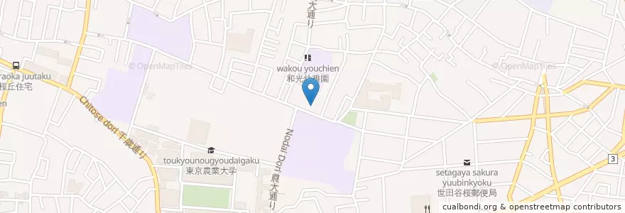 Mapa de ubicacion de 桜保育園 en Japan, 東京都, 世田谷区.