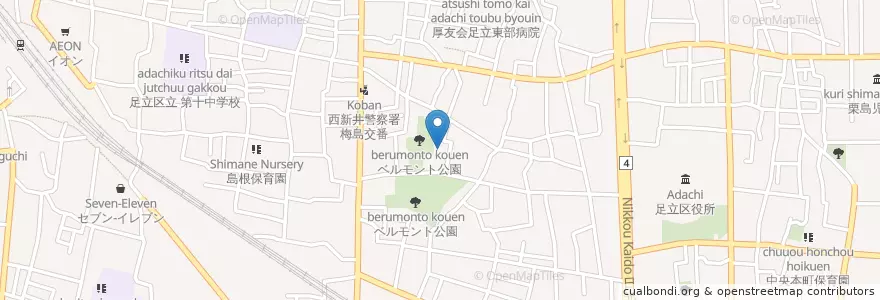 Mapa de ubicacion de 梅島児童館 en Giappone, Tokyo, 足立区.