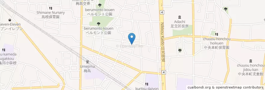 Mapa de ubicacion de 梅島幼稚園 en Япония, Токио, Адати.